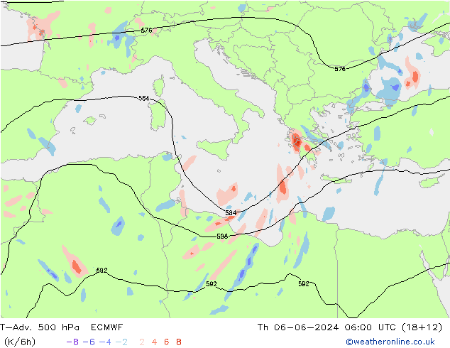 T-Adv. 500 hPa ECMWF jue 06.06.2024 06 UTC