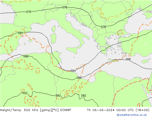 Z500/Rain (+SLP)/Z850 ECMWF чт 06.06.2024 00 UTC