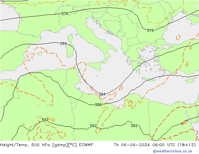 Height/Temp. 500 hPa ECMWF Th 06.06.2024 06 UTC