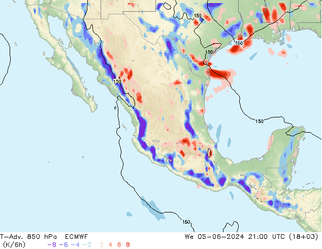 T-Adv. 850 hPa ECMWF  05.06.2024 21 UTC