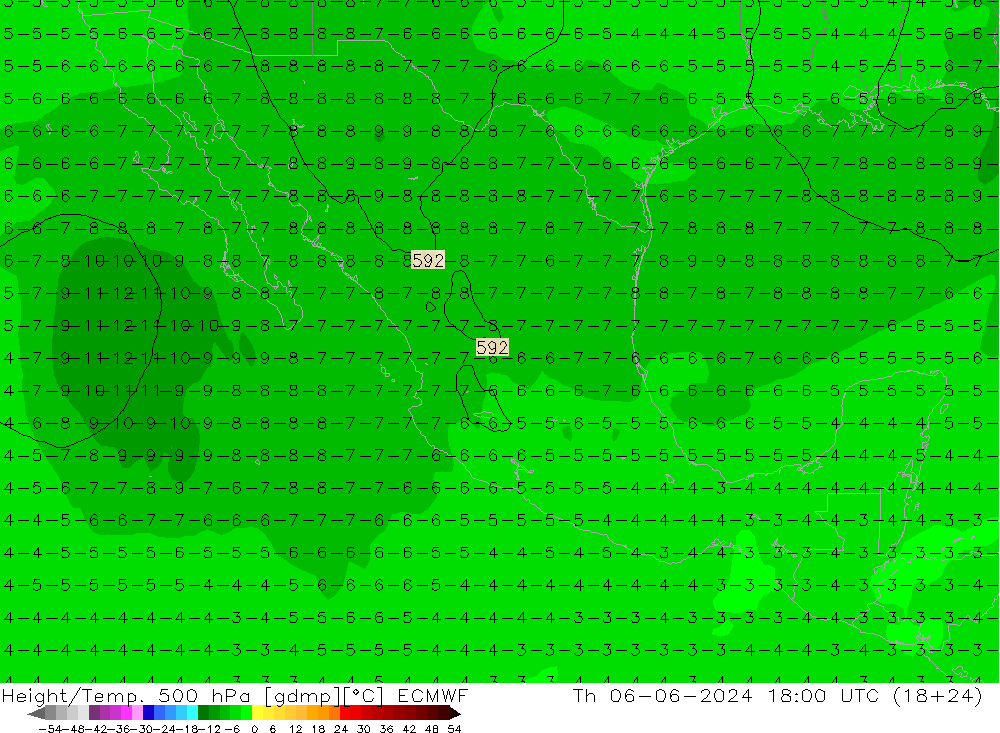 Geop./Temp. 500 hPa ECMWF jue 06.06.2024 18 UTC