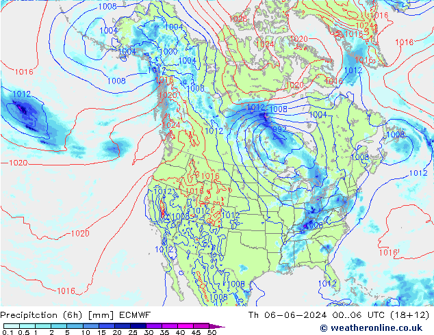 Z500/Rain (+SLP)/Z850 ECMWF Th 06.06.2024 06 UTC