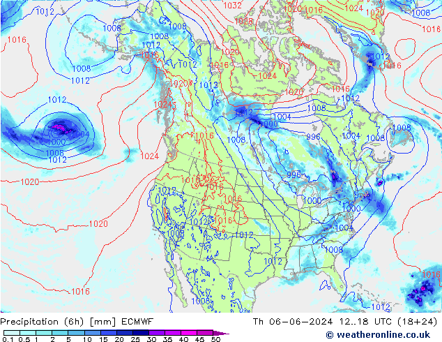 Z500/Rain (+SLP)/Z850 ECMWF Th 06.06.2024 18 UTC