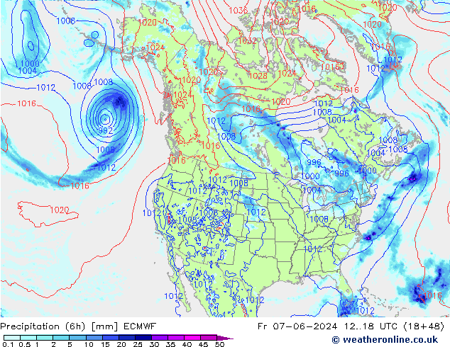 Z500/Regen(+SLP)/Z850 ECMWF vr 07.06.2024 18 UTC