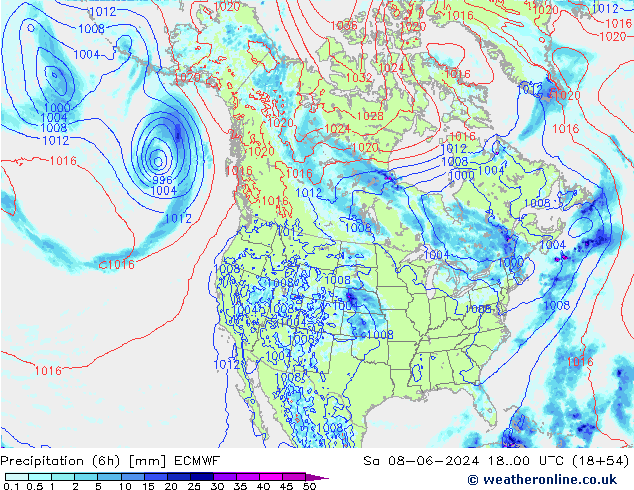 Z500/Rain (+SLP)/Z850 ECMWF sab 08.06.2024 00 UTC