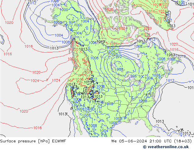 Yer basıncı ECMWF Çar 05.06.2024 21 UTC