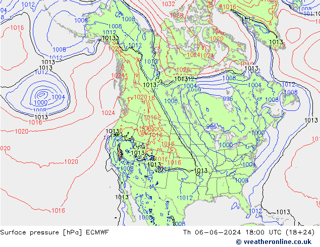 地面气压 ECMWF 星期四 06.06.2024 18 UTC