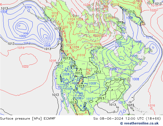 Pressione al suolo ECMWF sab 08.06.2024 12 UTC