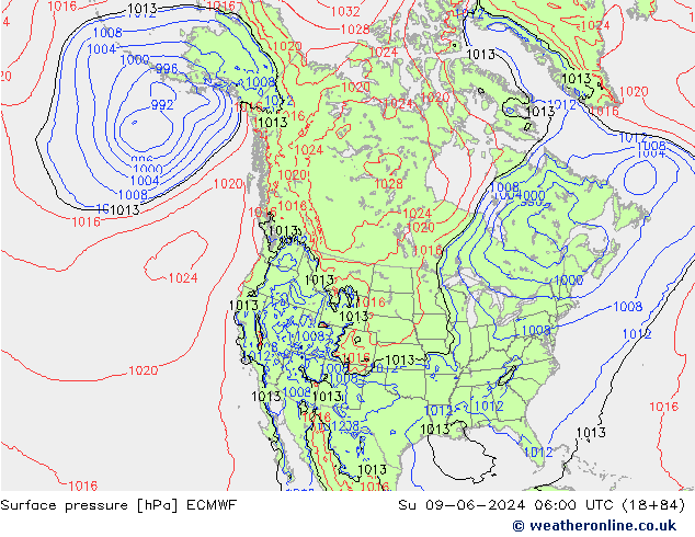 Yer basıncı ECMWF Paz 09.06.2024 06 UTC