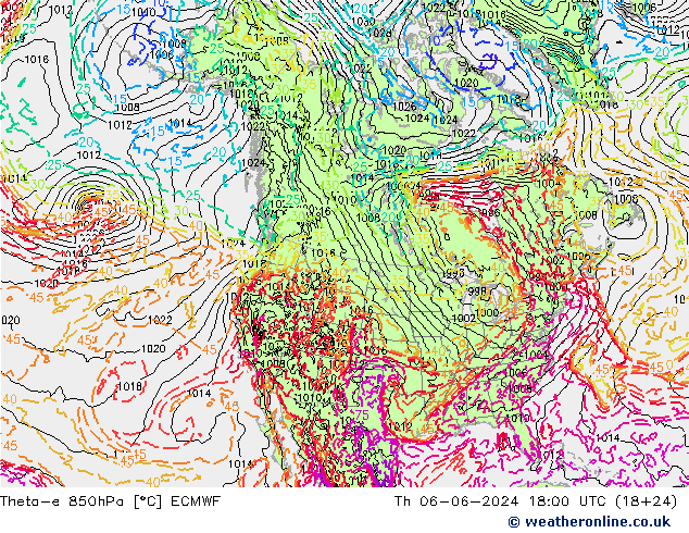 Theta-e 850hPa ECMWF jeu 06.06.2024 18 UTC