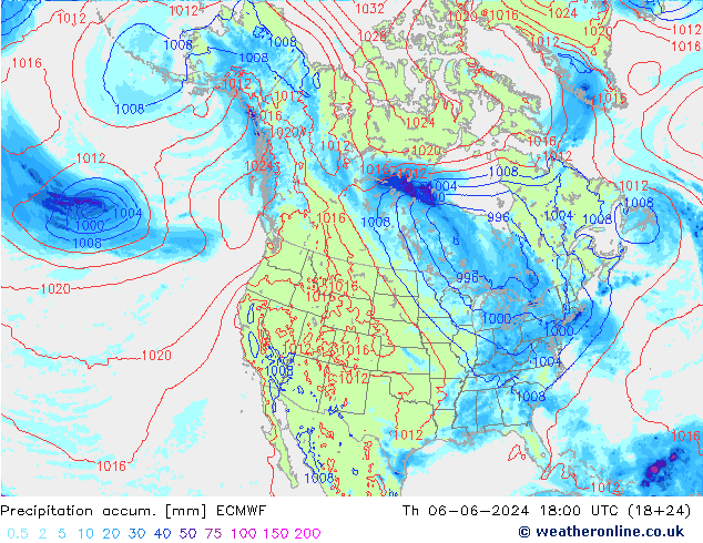 Precipitation accum. ECMWF gio 06.06.2024 18 UTC