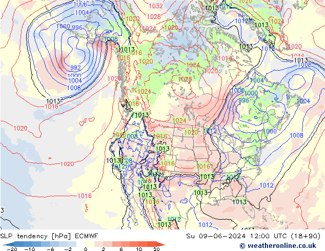 Tendencia de presión ECMWF dom 09.06.2024 12 UTC