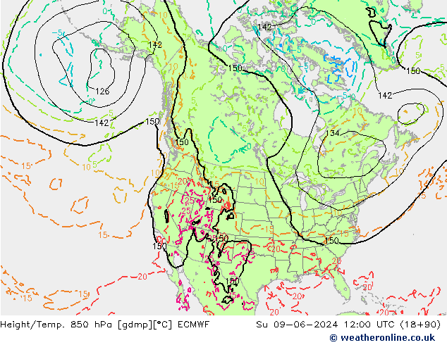 Z500/Rain (+SLP)/Z850 ECMWF Su 09.06.2024 12 UTC