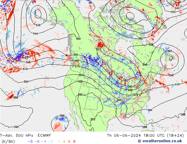 T-Adv. 500 hPa ECMWF gio 06.06.2024 18 UTC