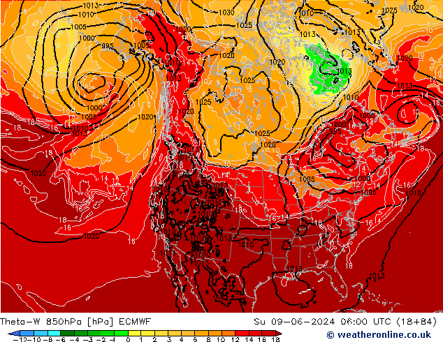 Theta-W 850hPa ECMWF So 09.06.2024 06 UTC