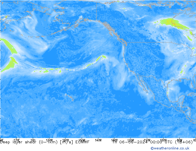 Deep layer shear (0-1km) ECMWF  06.06.2024 00 UTC