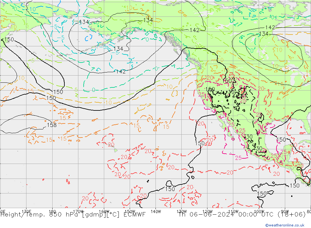 Z500/Rain (+SLP)/Z850 ECMWF Th 06.06.2024 00 UTC