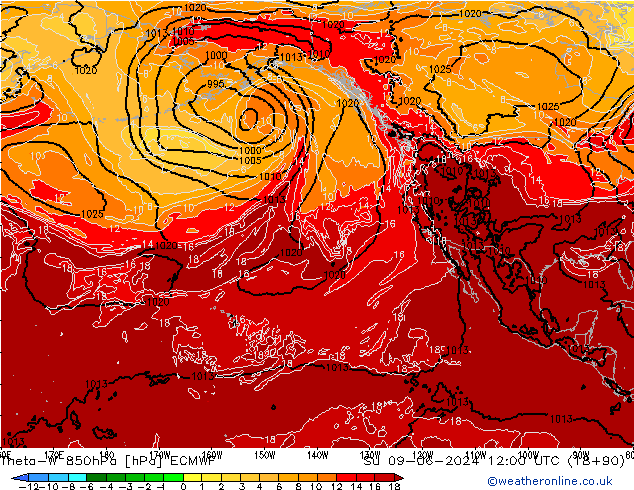 Theta-W 850hPa ECMWF Su 09.06.2024 12 UTC