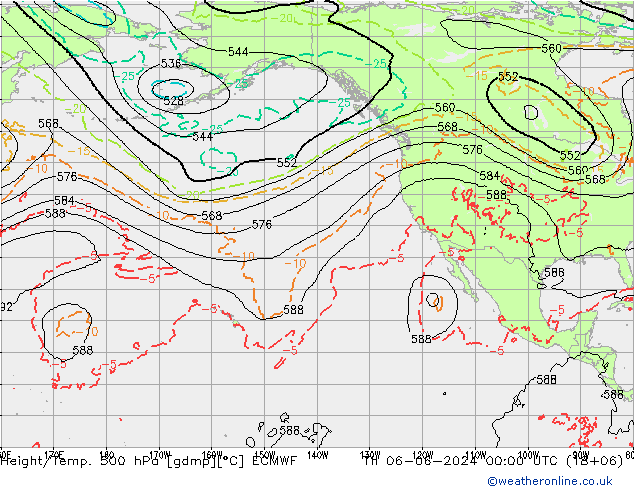 Z500/Rain (+SLP)/Z850 ECMWF Th 06.06.2024 00 UTC