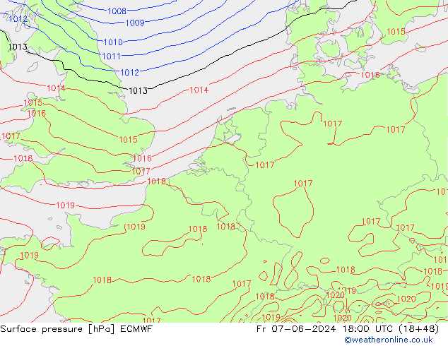 Bodendruck ECMWF Fr 07.06.2024 18 UTC