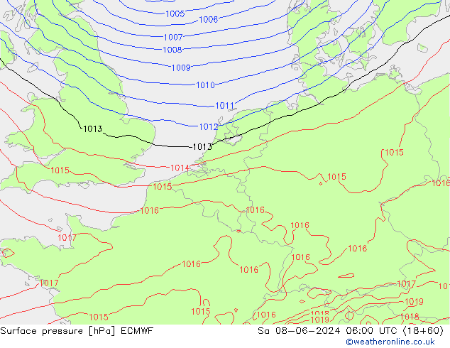 ciśnienie ECMWF so. 08.06.2024 06 UTC