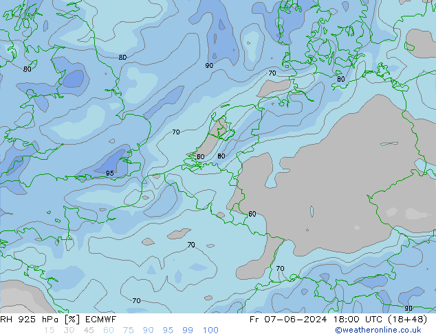 RH 925 hPa ECMWF Fr 07.06.2024 18 UTC