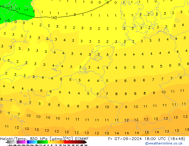 Z500/Rain (+SLP)/Z850 ECMWF Fr 07.06.2024 18 UTC