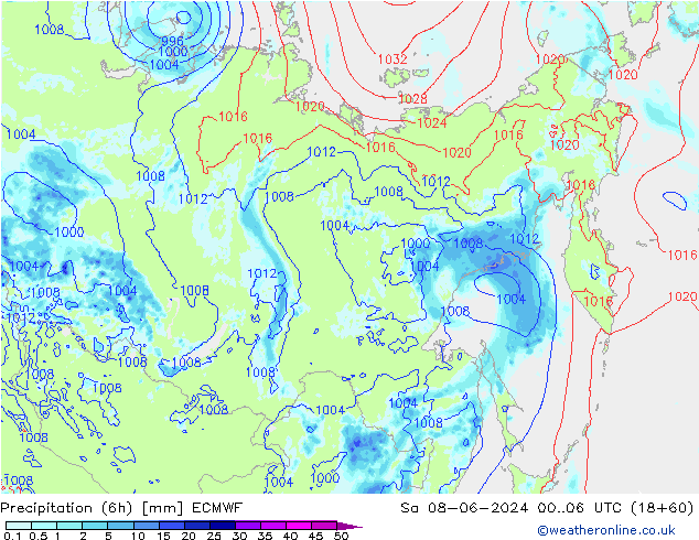 Yağış (6h) ECMWF Cts 08.06.2024 06 UTC