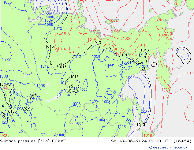 Yer basıncı ECMWF Cts 08.06.2024 00 UTC