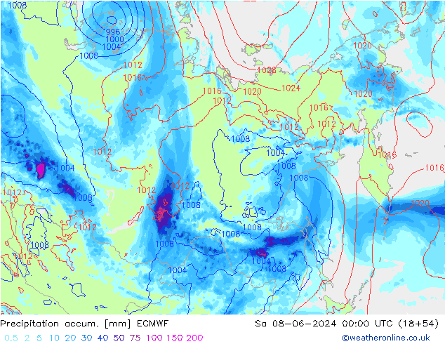 Nied. akkumuliert ECMWF Sa 08.06.2024 00 UTC