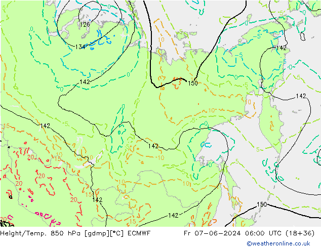 Z500/Rain (+SLP)/Z850 ECMWF ven 07.06.2024 06 UTC