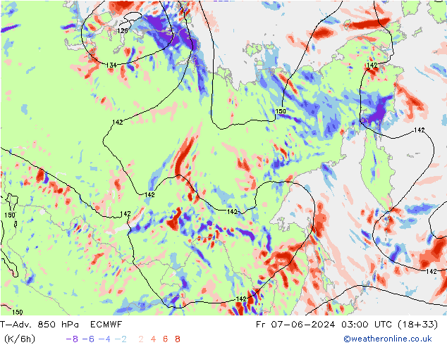 T-Adv. 850 hPa ECMWF ven 07.06.2024 03 UTC