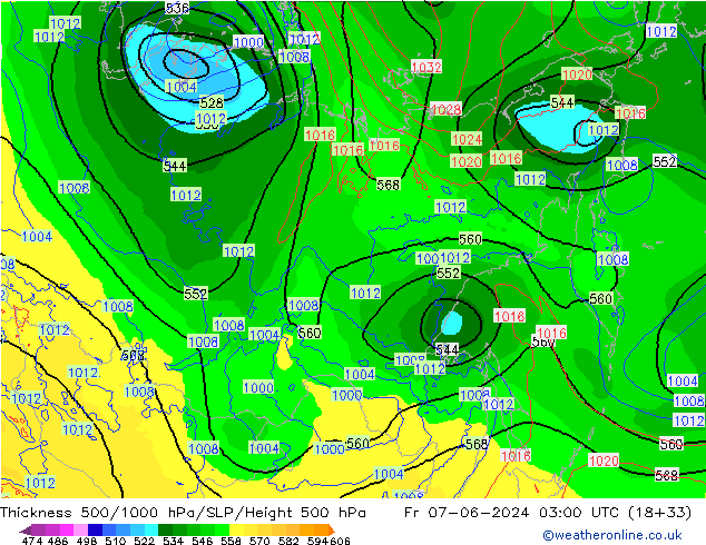 Schichtdicke 500-1000 hPa ECMWF Fr 07.06.2024 03 UTC