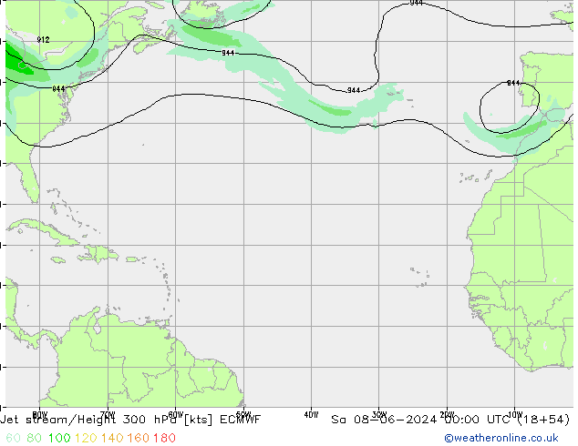 Jet stream/Height 300 hPa ECMWF So 08.06.2024 00 UTC