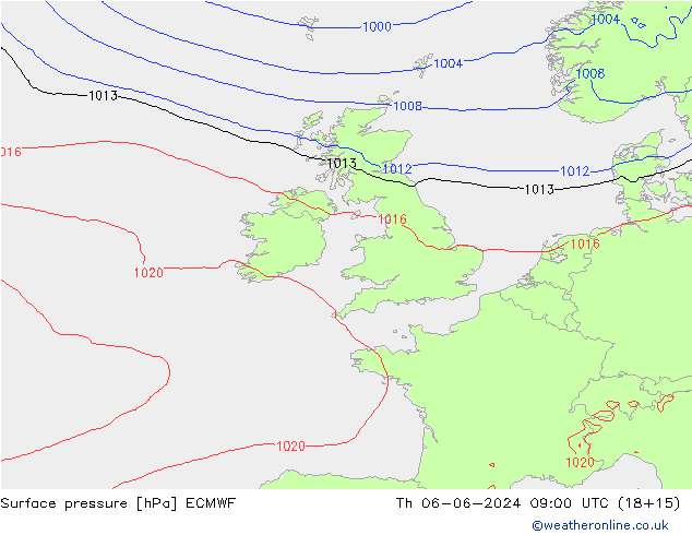 Bodendruck ECMWF Do 06.06.2024 09 UTC