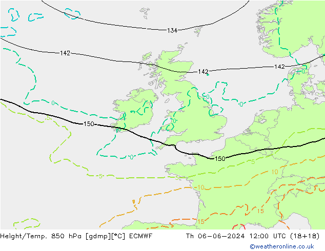 Z500/Rain (+SLP)/Z850 ECMWF Čt 06.06.2024 12 UTC