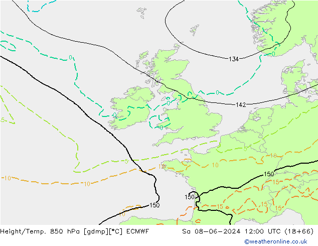 Height/Temp. 850 hPa ECMWF sab 08.06.2024 12 UTC