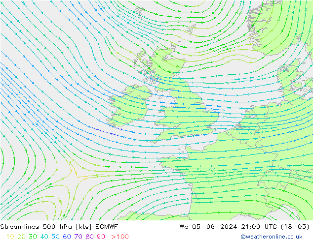 Stromlinien 500 hPa ECMWF Mi 05.06.2024 21 UTC