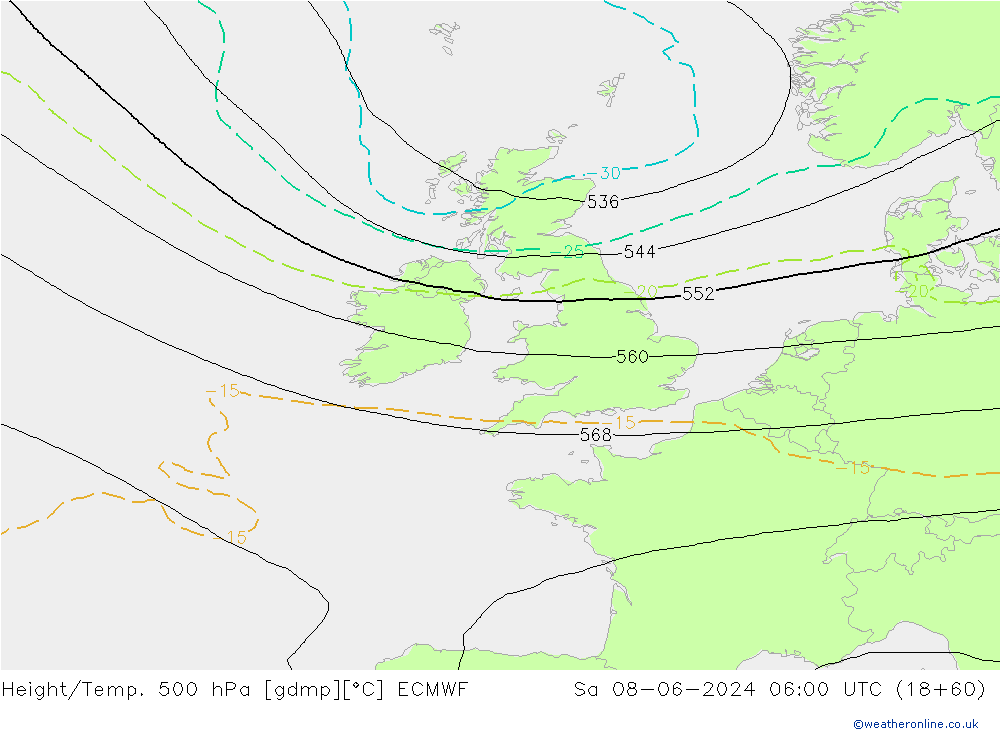 Height/Temp. 500 hPa ECMWF  08.06.2024 06 UTC