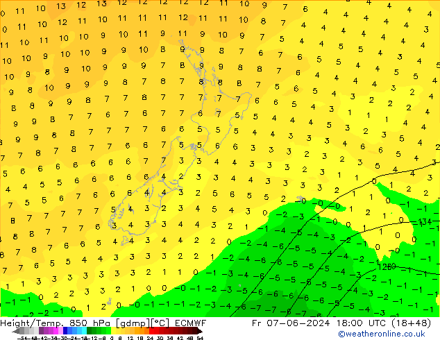 Z500/Rain (+SLP)/Z850 ECMWF Pá 07.06.2024 18 UTC