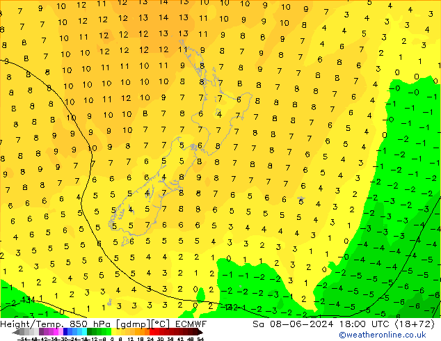 Z500/Regen(+SLP)/Z850 ECMWF za 08.06.2024 18 UTC