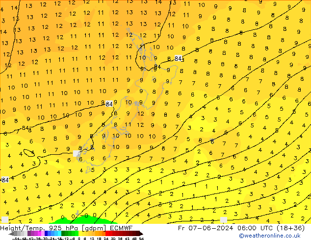 Height/Temp. 925 hPa ECMWF pt. 07.06.2024 06 UTC