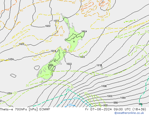 Theta-e 700hPa ECMWF  07.06.2024 09 UTC