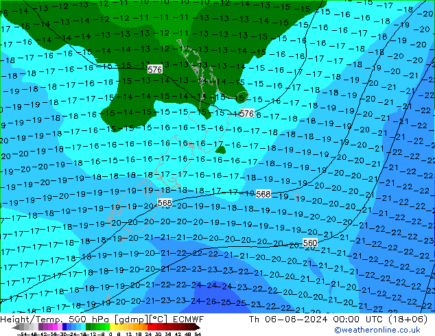 Z500/Rain (+SLP)/Z850 ECMWF Th 06.06.2024 00 UTC