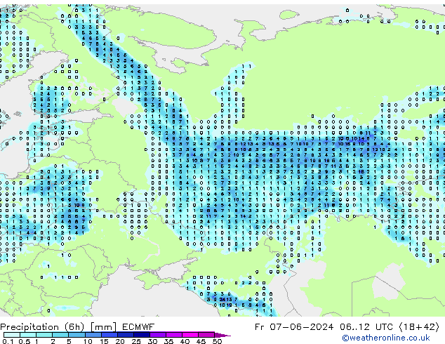 Z500/Rain (+SLP)/Z850 ECMWF Fr 07.06.2024 12 UTC