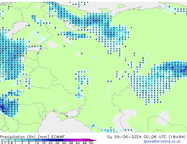 Z500/Rain (+SLP)/Z850 ECMWF Su 09.06.2024 06 UTC