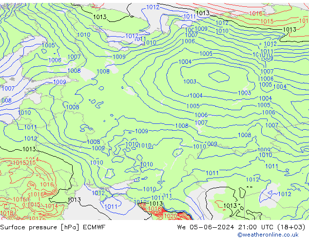 ciśnienie ECMWF śro. 05.06.2024 21 UTC