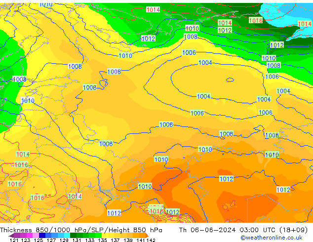 Schichtdicke 850-1000 hPa ECMWF Do 06.06.2024 03 UTC