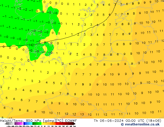 Z500/Rain (+SLP)/Z850 ECMWF gio 06.06.2024 00 UTC