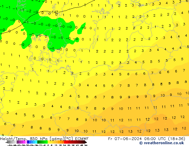 Z500/Rain (+SLP)/Z850 ECMWF Fr 07.06.2024 06 UTC